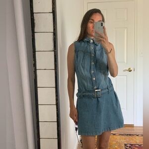 VTG Hot Kiss Y2K Denim Jean Mini Dress Small HotKiss